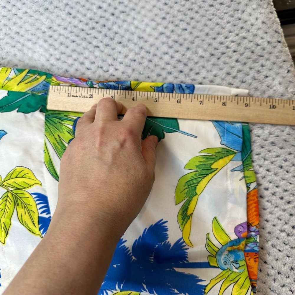 Rima Shirt Men XL Parrot Tropical White Blue Button Front Hawaiian Palm Tree - Picture 8 of 9